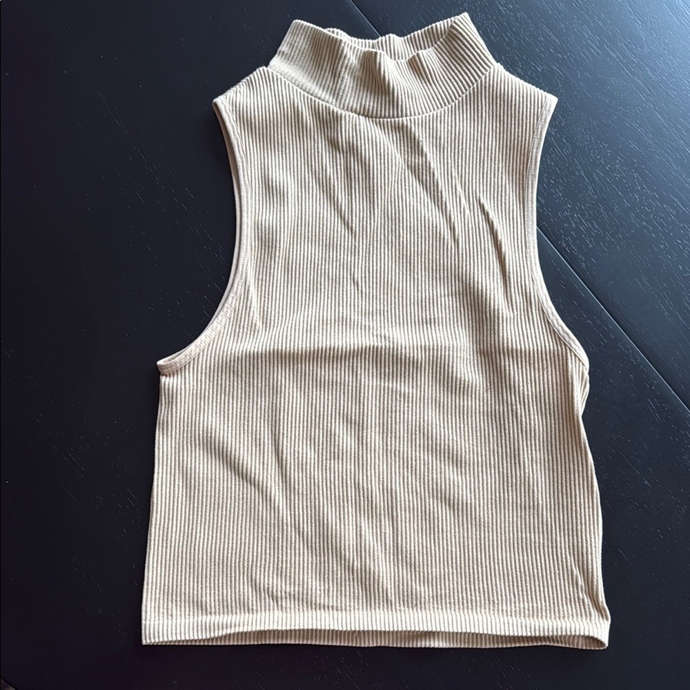 Zara Tan Sleeveless Crop Tank Top